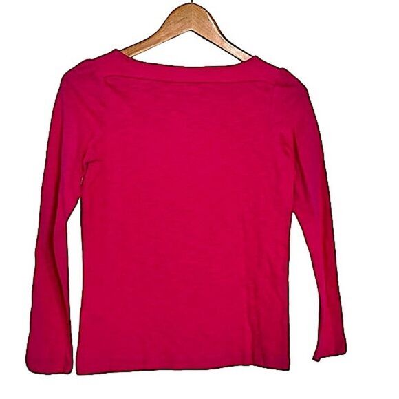 🌴 NEW Crazy 8 Solid Raspberry Boatneck Long Sleeve Top Girls L(10-12) Pink - Picture 2 of 9
